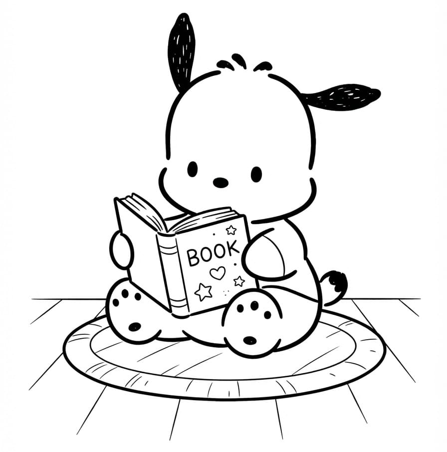 Pochacco con libro da colorare