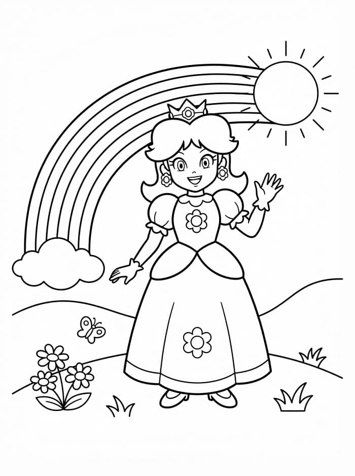 Principessa Daisy Versione Stampabile da colorare