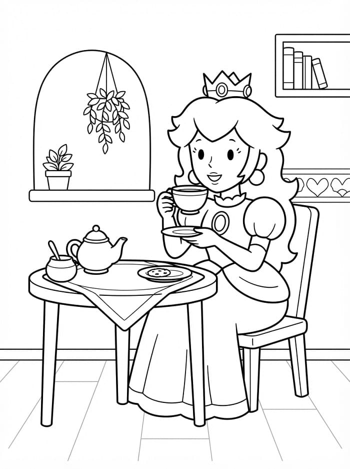 Principessa Peach Gratuita per Bambini da colorare