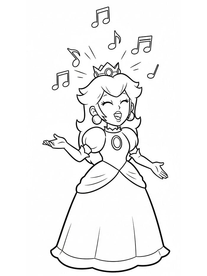 Principessa Peach che canta da colorare