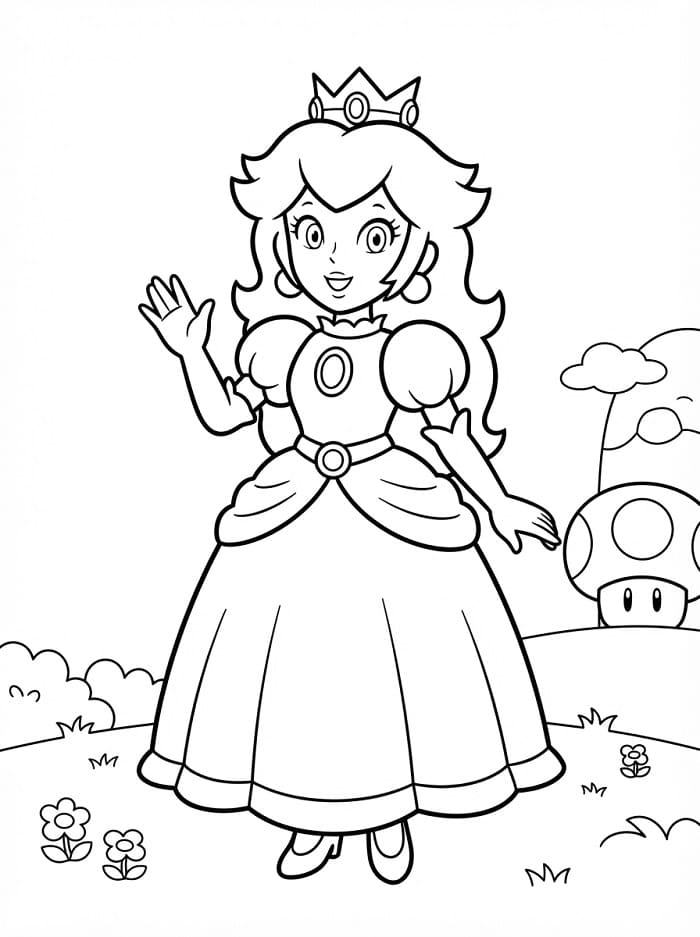 Principessa Peach per Bambini da colorare
