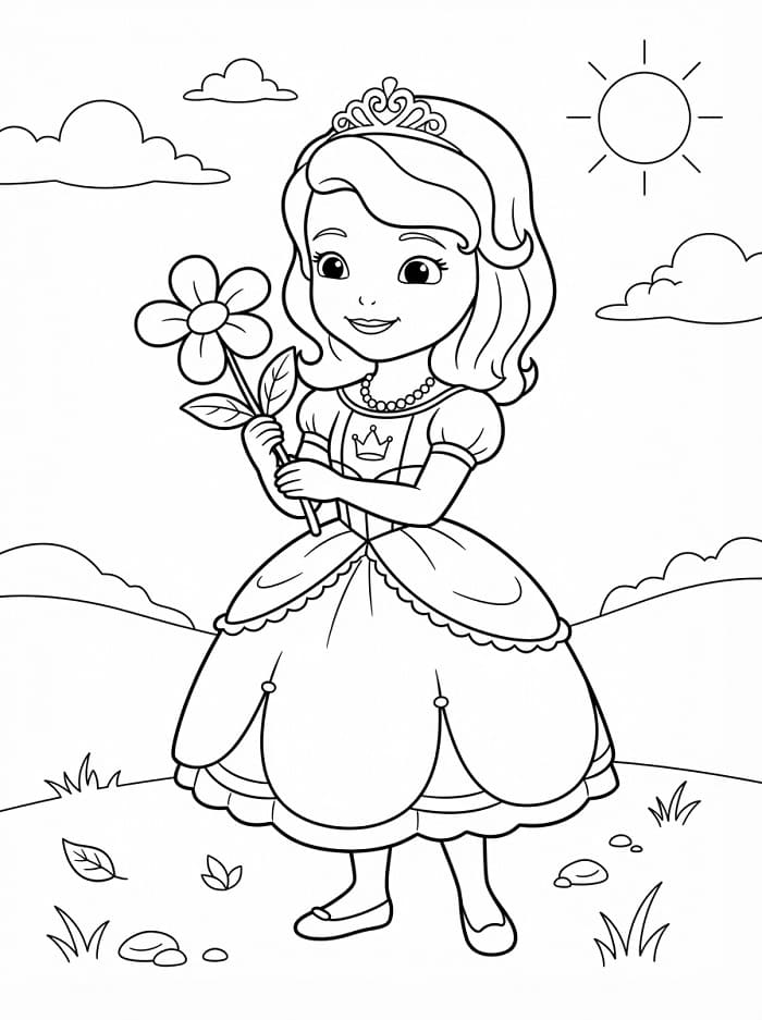 Principessa Sofia e Fiore da colorare