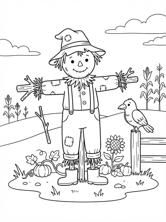 Spaventapasseri a cartoni animati da colorare
