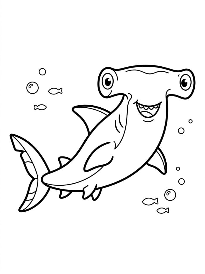 Squalo Martello Sorridente da colorare