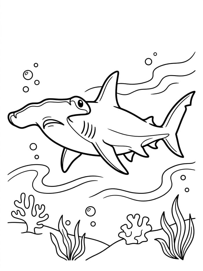 Squalo Martello Stampabile Gratis da colorare