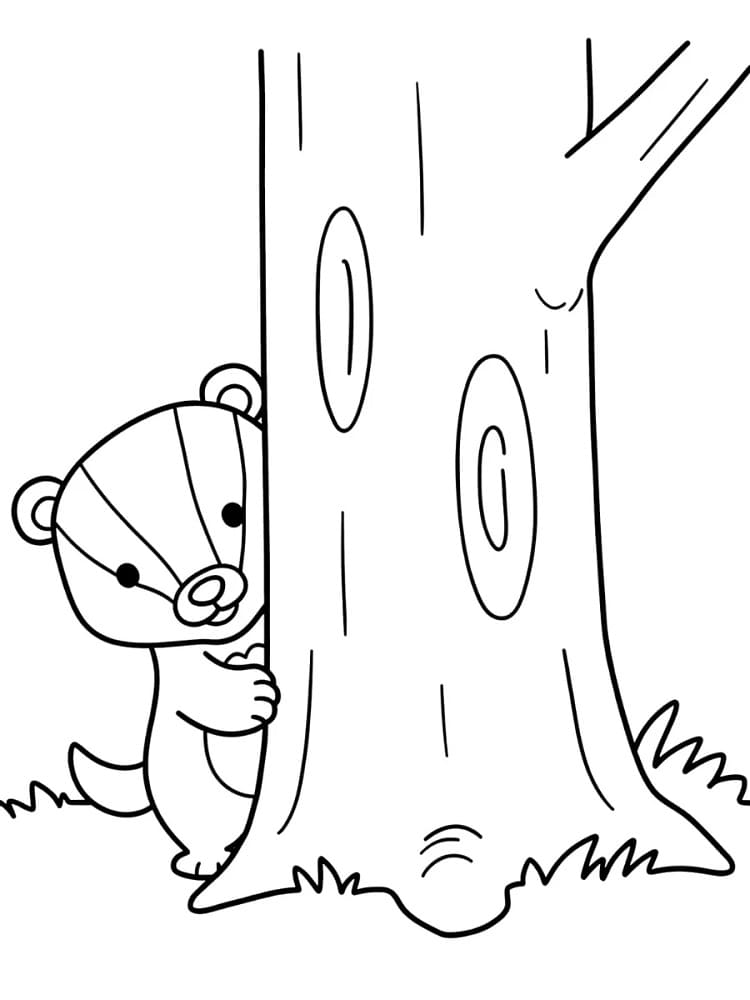 Tasso dietro l'albero da colorare