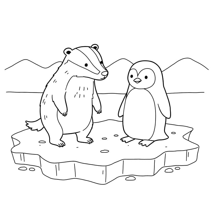Tasso e Pinguino da colorare