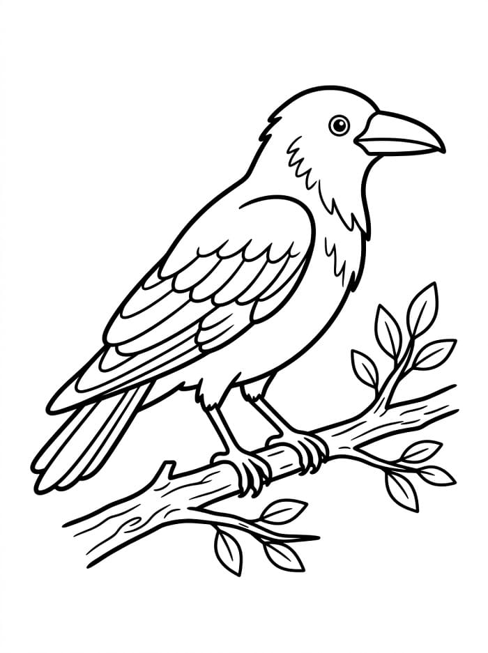 Un Corvo su un albero da colorare