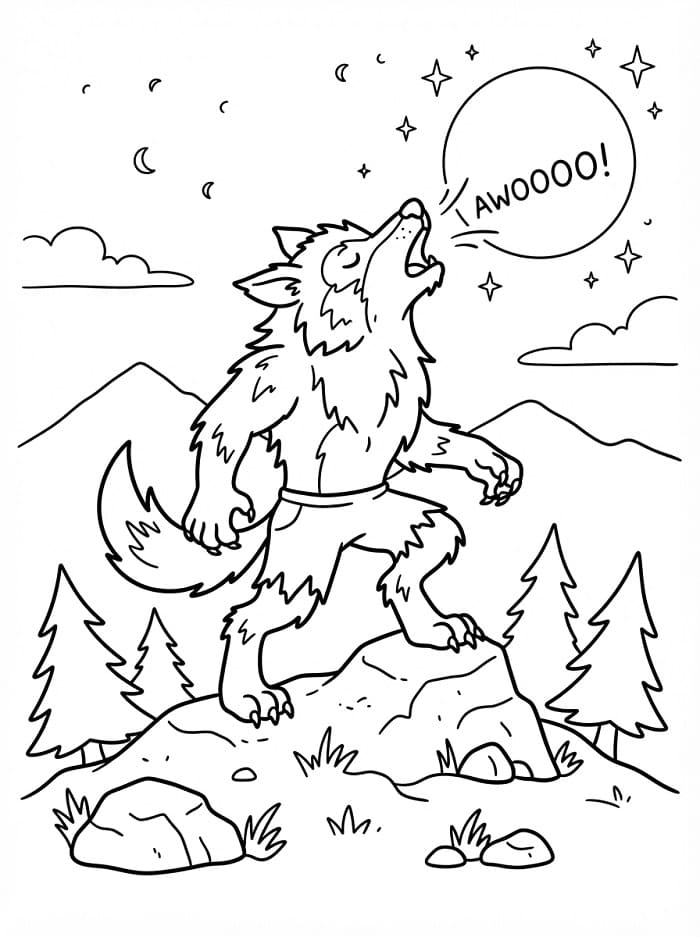 Lupo Mannaro che ulula alla luna