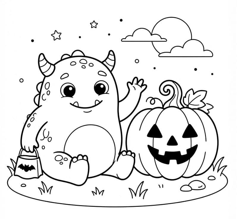 Mostro e zucca di Halloween